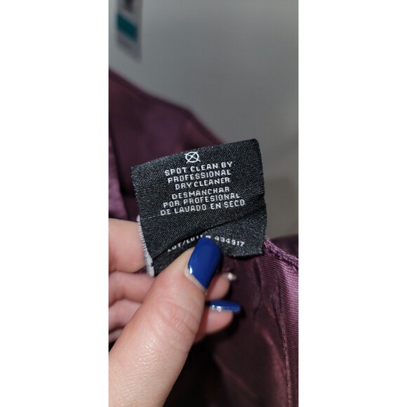 R&M Richards Womens 16 Plum Sequin Lace Formal Dress Hi Low Satin Skirt Gown - Picture 12 of 14